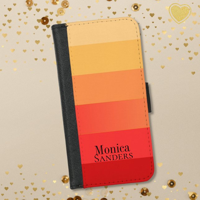  Horizontal Stripe orange Monogram  iPhone Wallet Case (Creator Uploaded)