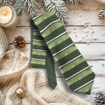 Horizontal Stripe Pattern Green ID862 Neck Tie<br><div class="desc">Giving it a striking,  modern look,  instead of the standard diagonal,  this tie has horizontal stripes; a narrow white stipe and a textured-effect light green on a darker moss green background. Search ID862 to see additional color options and other products with this design.</div>