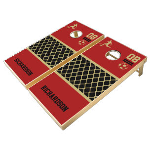 Horizontal Stripe Soccer Design Cornhole Set