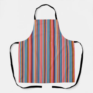 Horizontal stripes blue pink terracotta retro apron