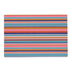 Horizontal stripes blue pink terracotta retro placemat