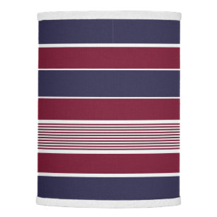 Horizontal stripes, burgundy, navy blue, white lamp shade