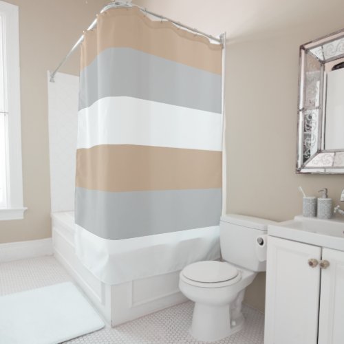 Horizontal Stripes Earth Tones Modern   Shower Curtain