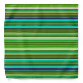Horizontal Stripes Green and Teal Cool Psychedelic Bandana