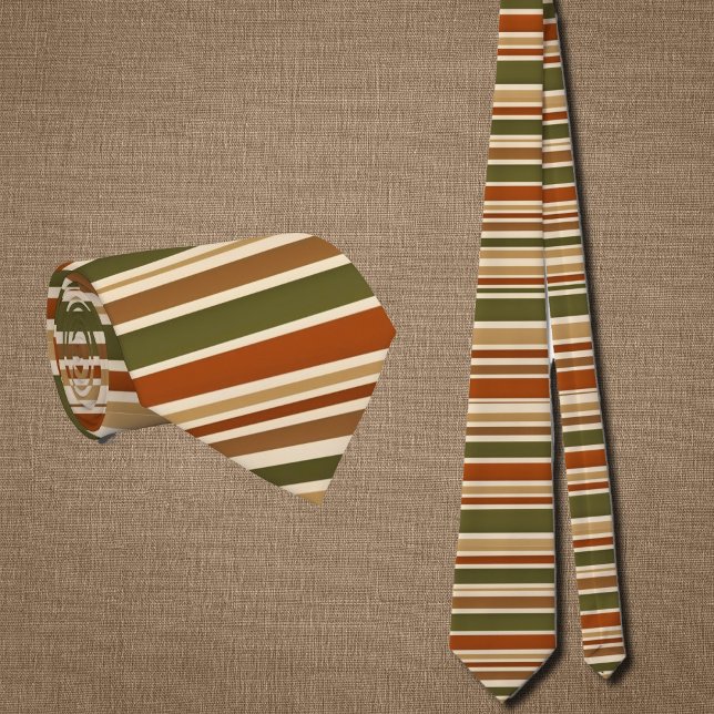 horizontal   stripes in  retro autumn mood  neck tie (Creator Uploaded)