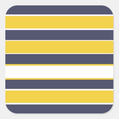 Horizontal stripes mustard yellow navy blue whi square sticker