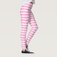 Horizontal Stripes Pink White Striped Pattern Leggings