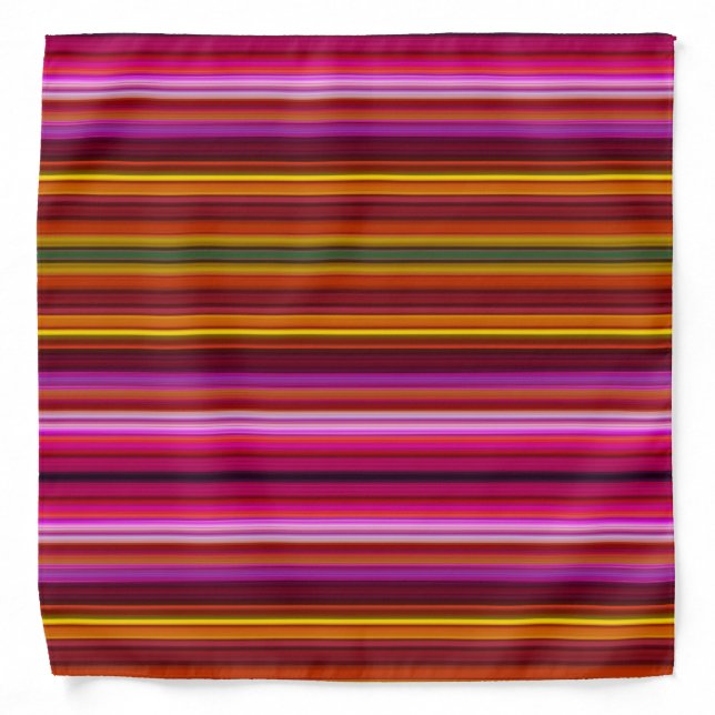 Horizontal Stripes Purple Yellow Pink Cool Trippy Bandana (Front)