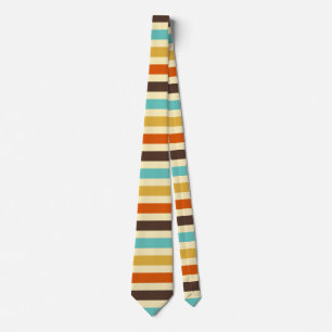 Horizontal Stripes Retro Colors Blue Yellow Red Neck Tie