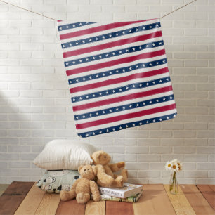Horizontal Stripes with Stars Patriotic Baby Blanket