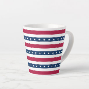Horizontal Stripes with Stars Patriotic Latte Mug