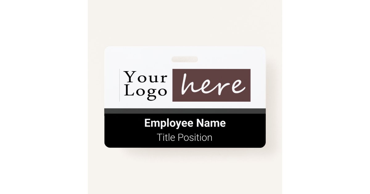 Horizontal Style Logo Employee Name Badge Zazzle