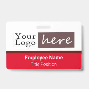Horizontal Style Logo Employee Name Red Badge