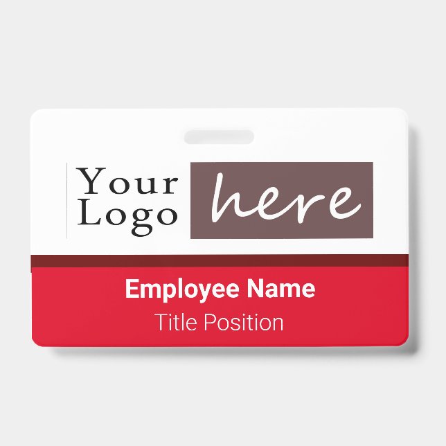 Horizontal Style Logo Employee Name Red Badge (Front)