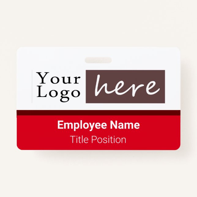 Horizontal Style Logo Employee Name Red Badge (Front)