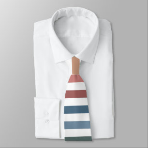 Horizontal Terracotta and Teal Stripes Neck Tie