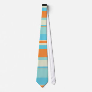 Horizontal Tonal Stripes in Soft Blue and Orange Neck Tie