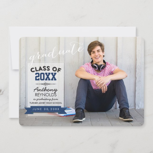 Horizontal Typography | Graduation Announcement (Front)