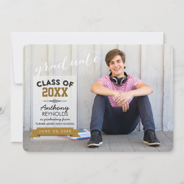 Horizontal Typography | Graduation Announcement (Front)