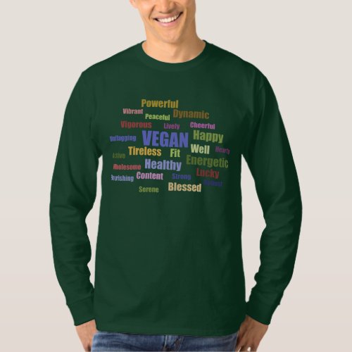 Horizontal Vegan Word Cloud T_Shirt