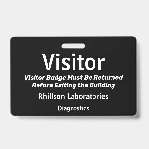 Horizontal Visitor Pass Black and White Design Badge
