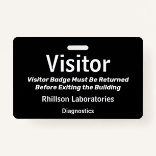 Horizontal Visitor Pass Black and White Design Badge