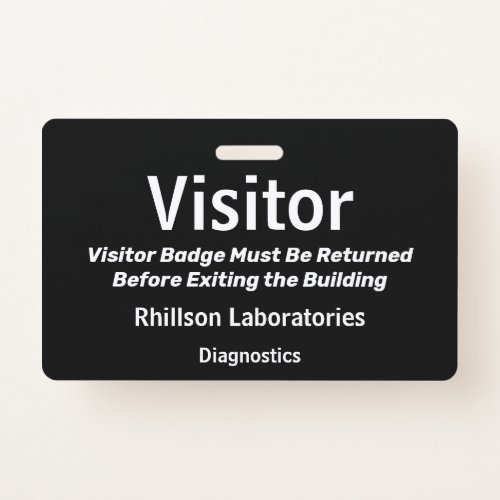 Horizontal Visitor Pass Black and White Design Badge