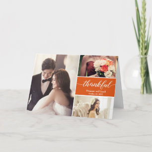Horizontal wedding rust orange thank you rustic card