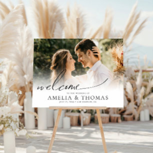 Horizontal Welcome Script Photo Wedding Sign
