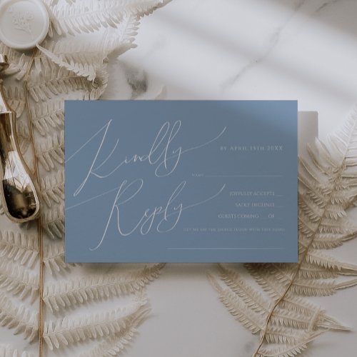 Horizontal Whimsical Script  Blue Song Request RSVP Card
