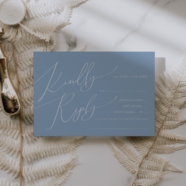 Horizontal Whimsical Script | Blue Song Request RSVP Card (Creator Uploaded)