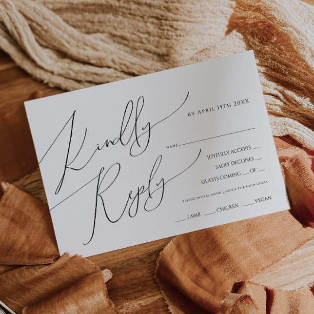 Horizontal Whimsical Script Menu Choice RSVP Card (Creator Uploaded)