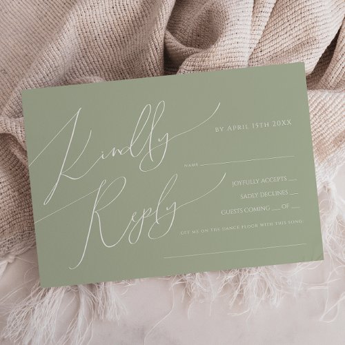 Horizontal Whimsical Script  Sage Song Request RSVP Card