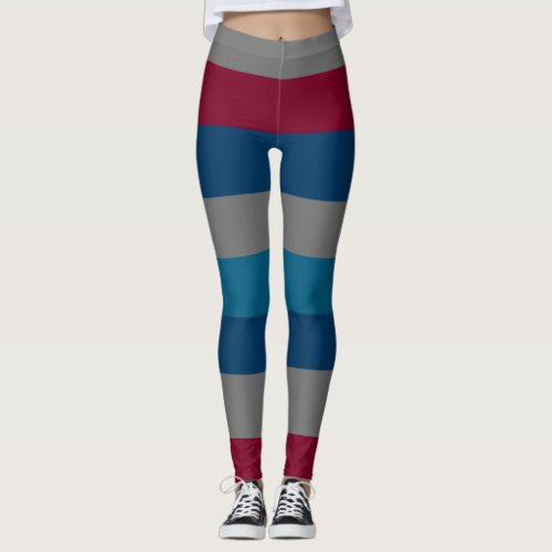 horizontale girly Bordeaux lines pattern Leggings