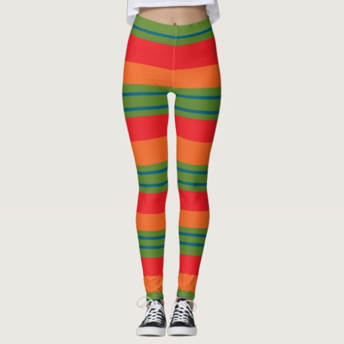 horizontale striped colorful pattern leggings