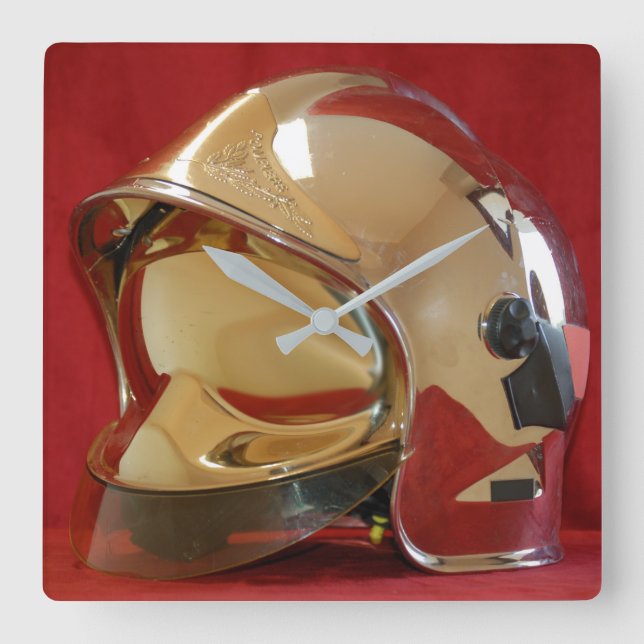 Horloge carré casque F1 Sapeur Pompier Square Wall Clock (Front)