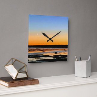horloge carré croissant de lune square wall clock