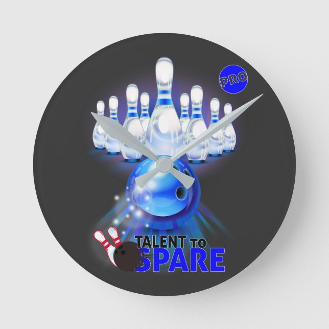 Horloge en Acrylique Bowling Talent to spare bleu Round Clock (Front)