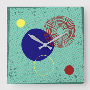 Horloge mural fonds turquoise square wall clock