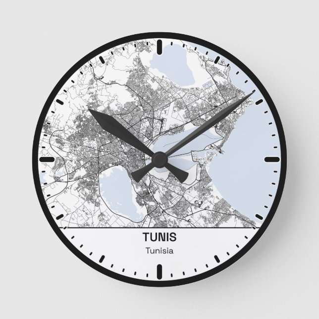 Horloge Ronde Tunis Clock City Line Art (Front)