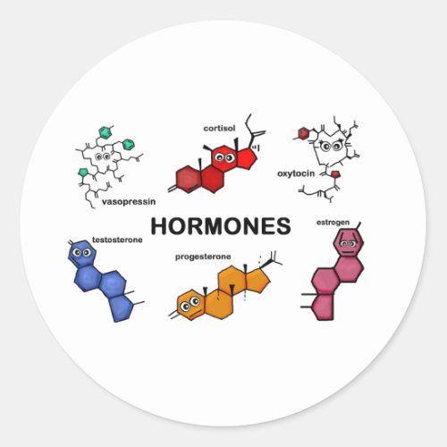 Hormones Classic Round Sticker