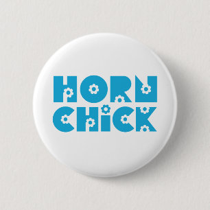 Horn Chick Pinback Button