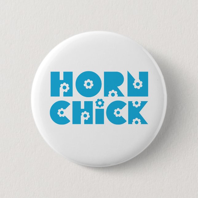Horn Chick Pinback Button (Front)