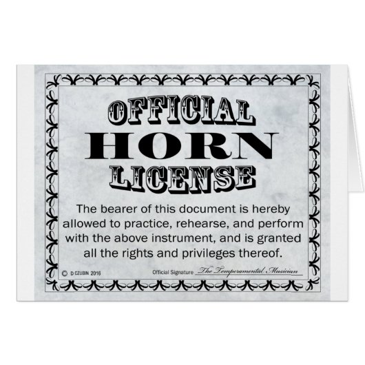 Horn License Cards (Front Horizontal)