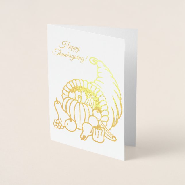 Horn of Plenty Cornucopia Thanksgiving Foil Card (Front)