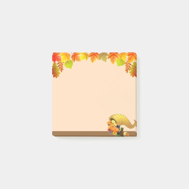 Horn of Plenty, Fall Leaves on Beige Post-it Notes (Front)