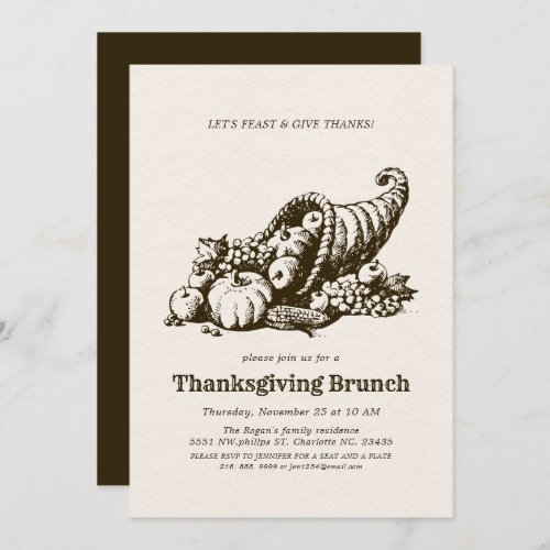 Horn of Plenty  Thanksgiving Brunch Invitation