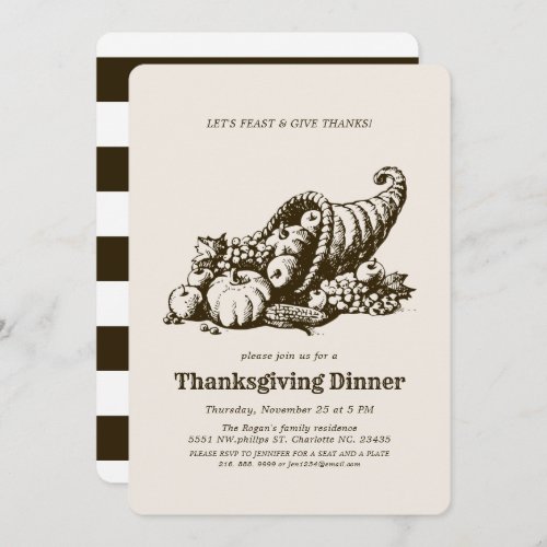 Horn of Plenty  Thanksgiving Dinner Invitation