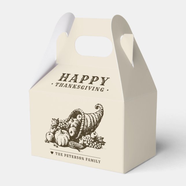 Horn of Plenty | Thanksgiving Favor Boxes (Front Side)
