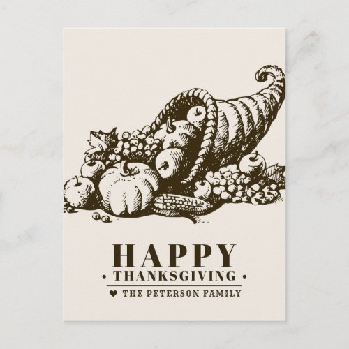 Horn of Plenty  Thanksgiving Postcard